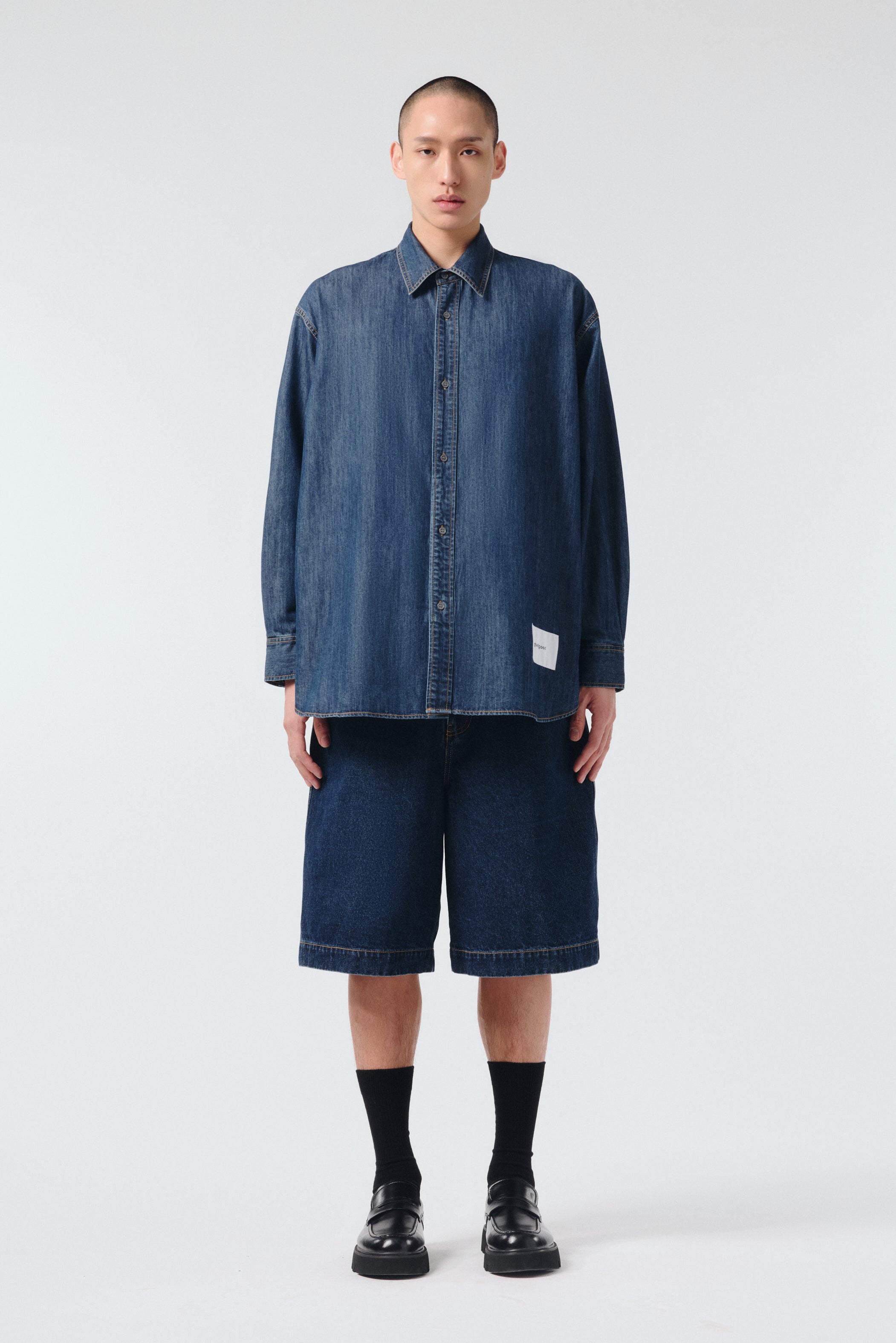 Down Collar Denim Shirt in Cozy Style