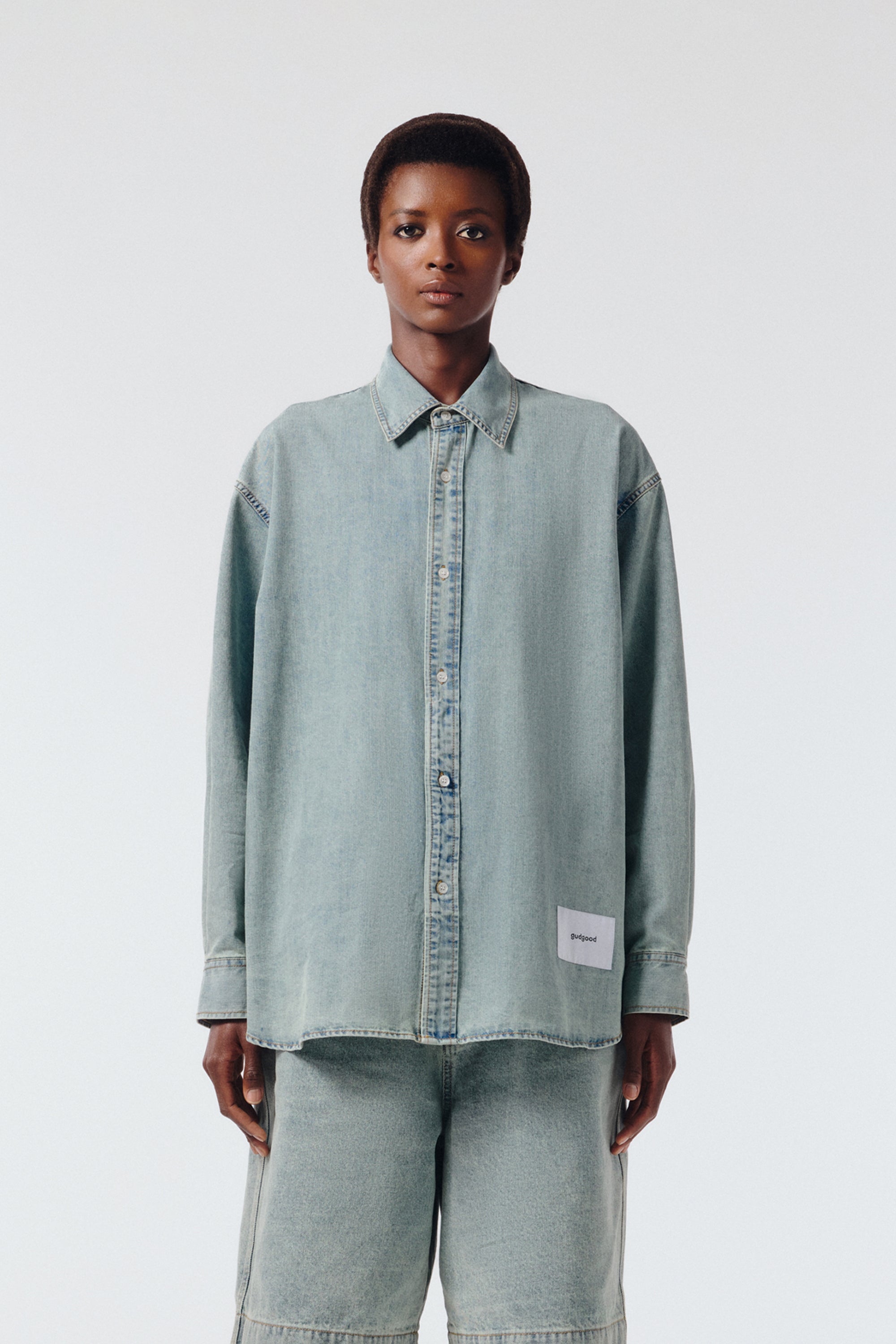 Down Collar Denim Shirt in Cozy Style