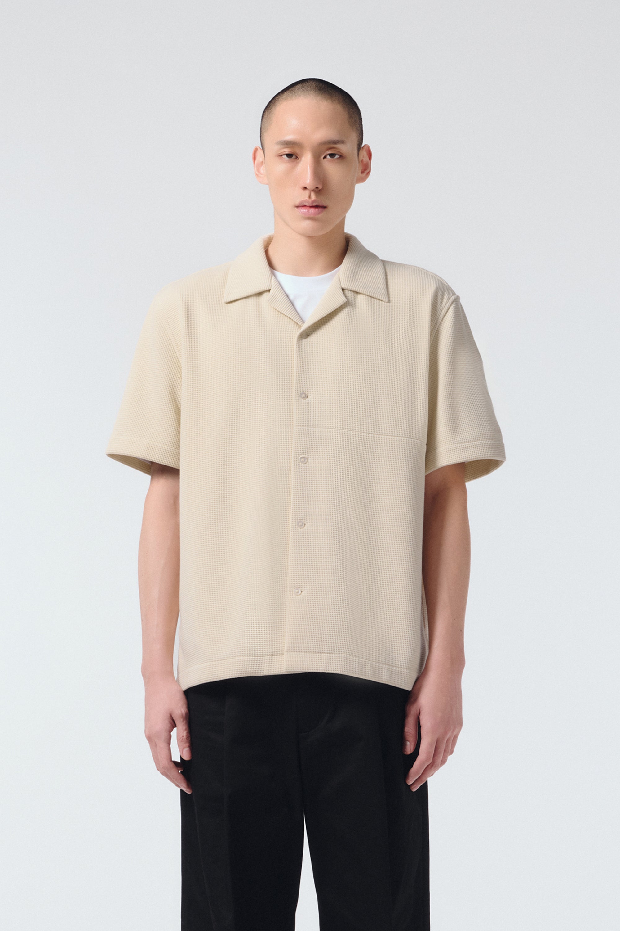 Shirt-Waffle weave blend fabric Blend Shirt